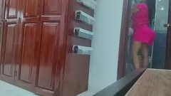 Play Candid Capture: Latina Stepmom's Huge Ass in Lingerie After Shower